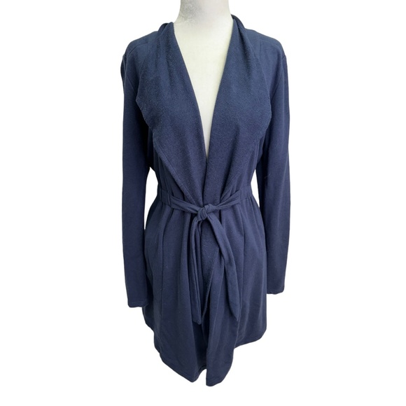 Rebecca King Deep Blue Suede Trench Cardigan Coat Size S - Picture 2 of 12